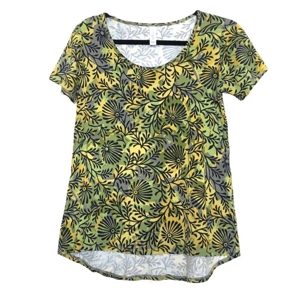 NEW - LuLaRoe Classic T Black Floral Green, Yellow, Dark Gray Camouflage Size XS - Picture 1 of 5